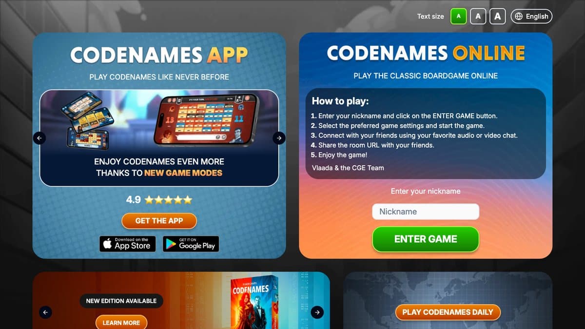 Codenames Online website
