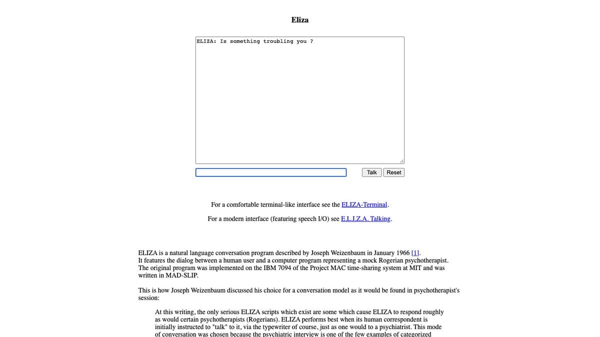 ELIZA website