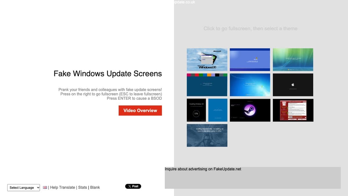 Fake Update website