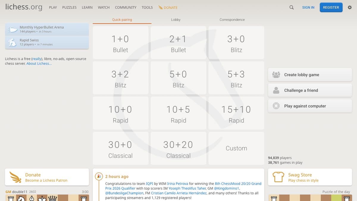 Lichess website