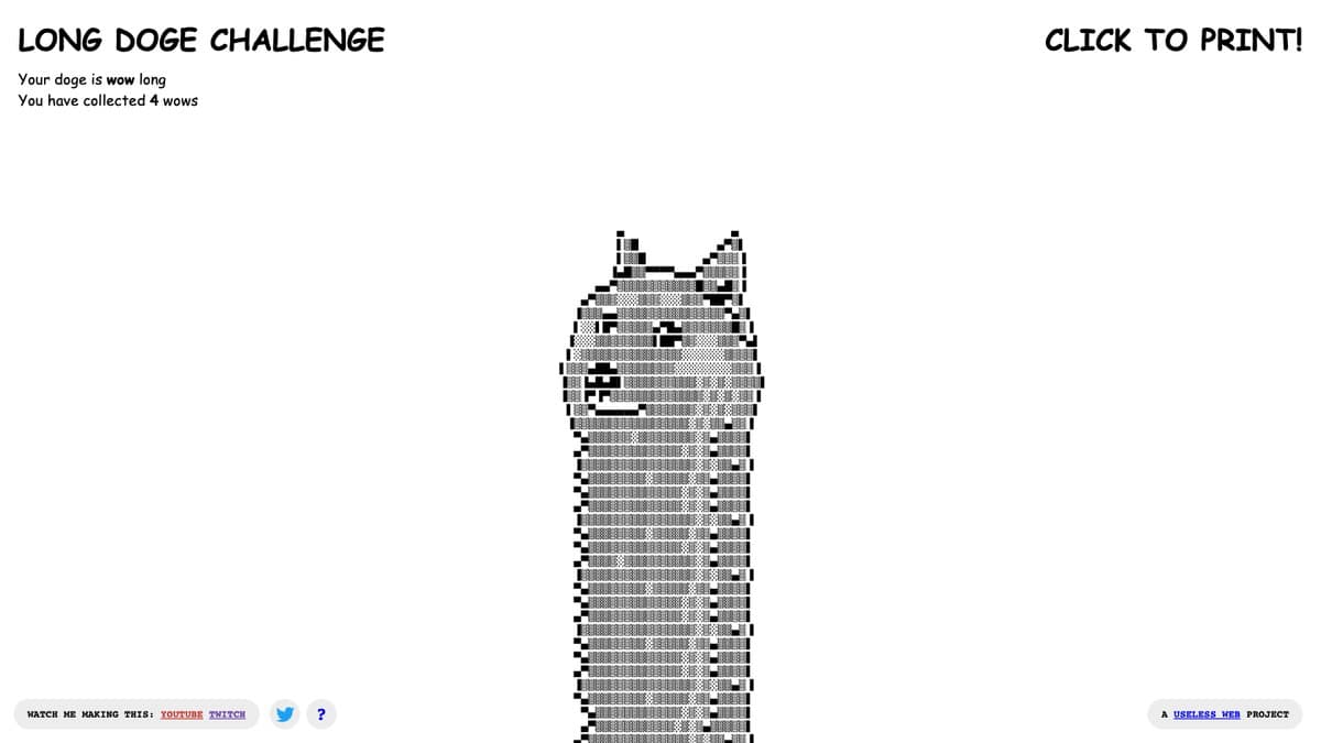 Long Doge Challenge website