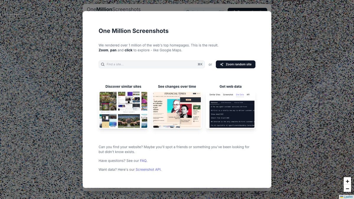 One Million Screenshots website