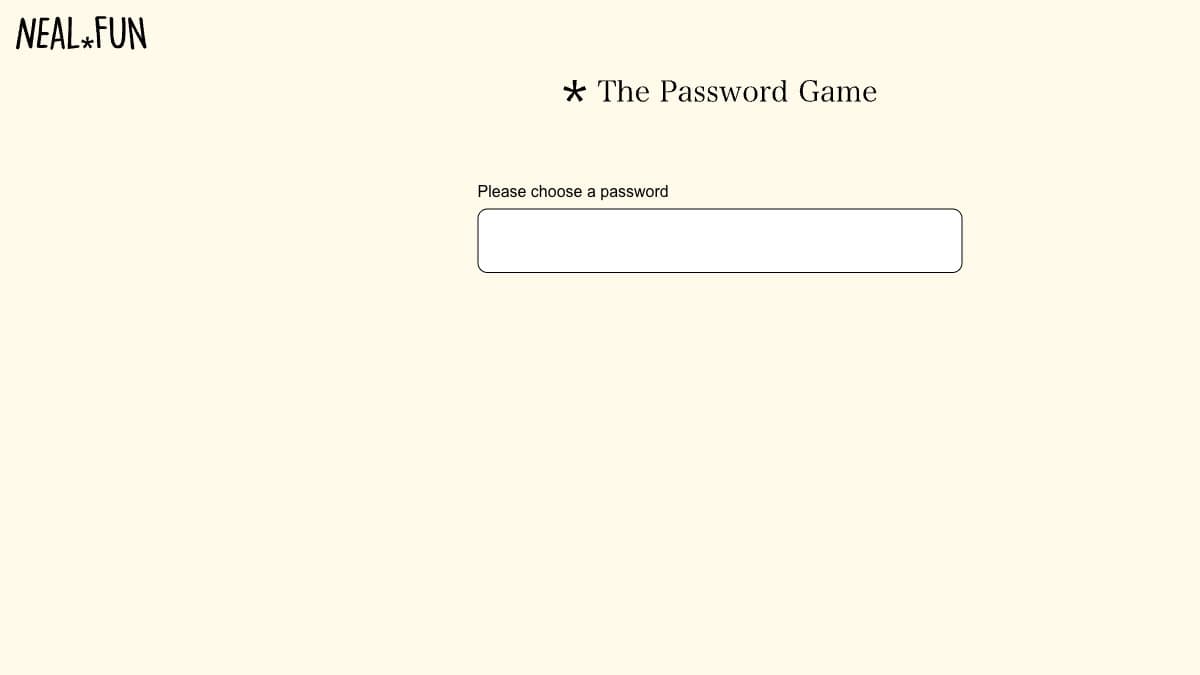 The Password Game website