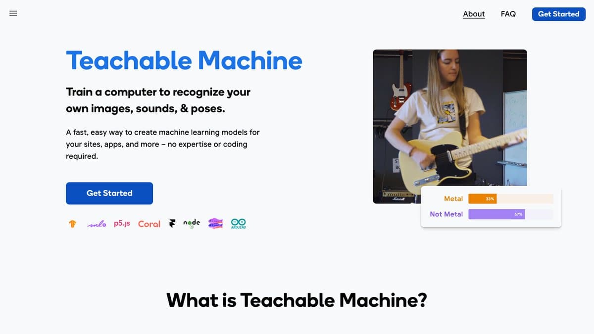 Teachable Machine website