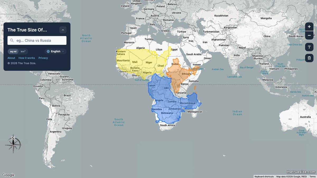 The True Size Of website