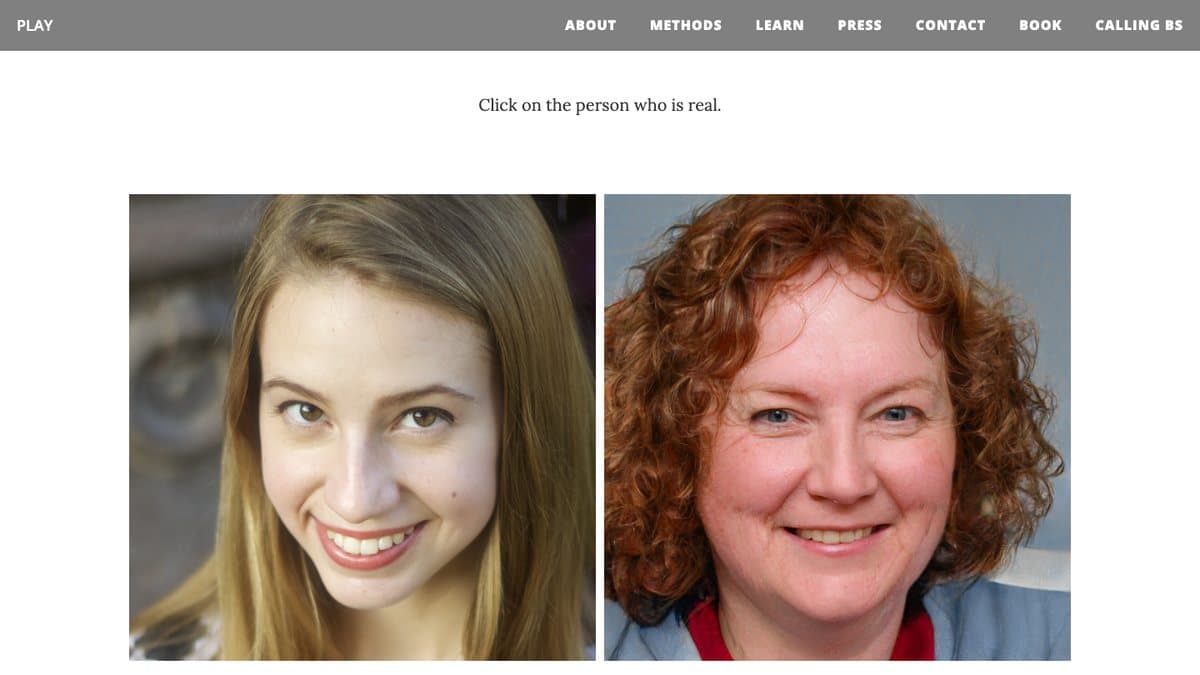 Which Face Is Real? website