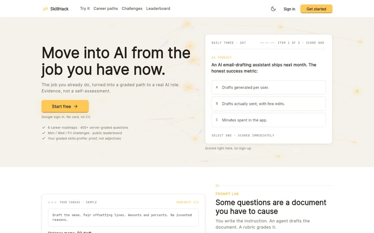 SkillHack homepage